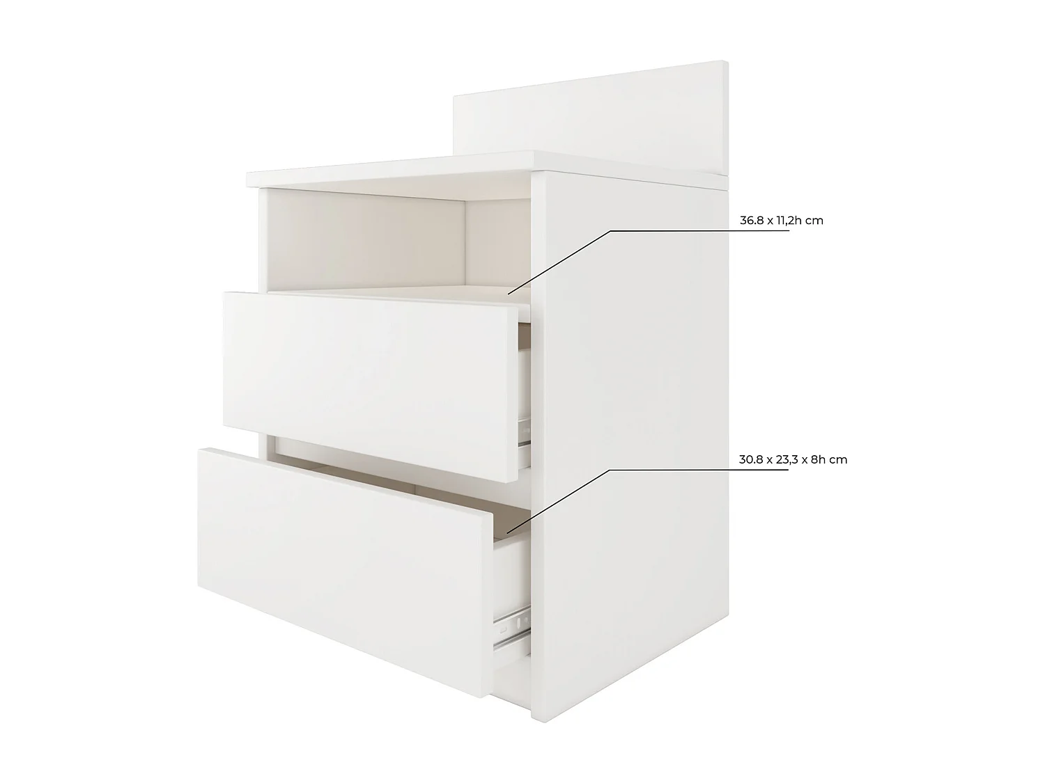 ASTER T1 - Mesita de noche con 2 cajones - 59x40x32cm - mesita de noche - estilo escandinavo