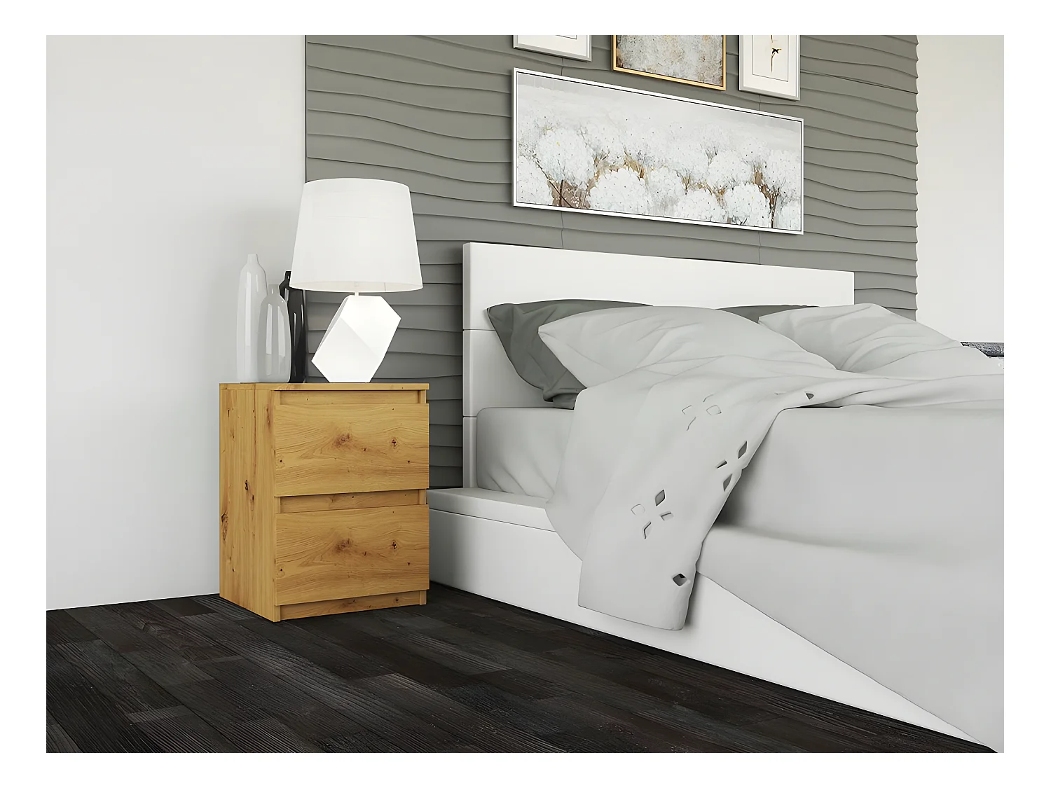Table de chevet / Table de nuit moderne avec 2 tiroirs Malwa M2