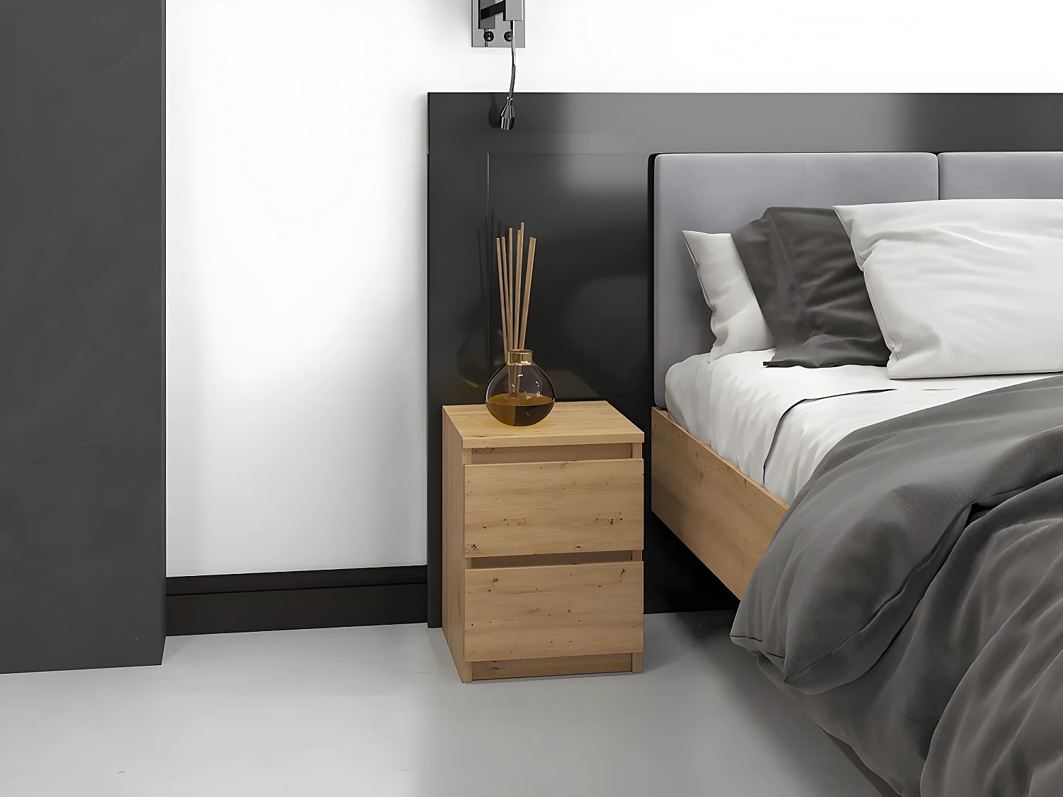 Table de chevet / Table de nuit moderne avec 2 tiroirs Malwa M2