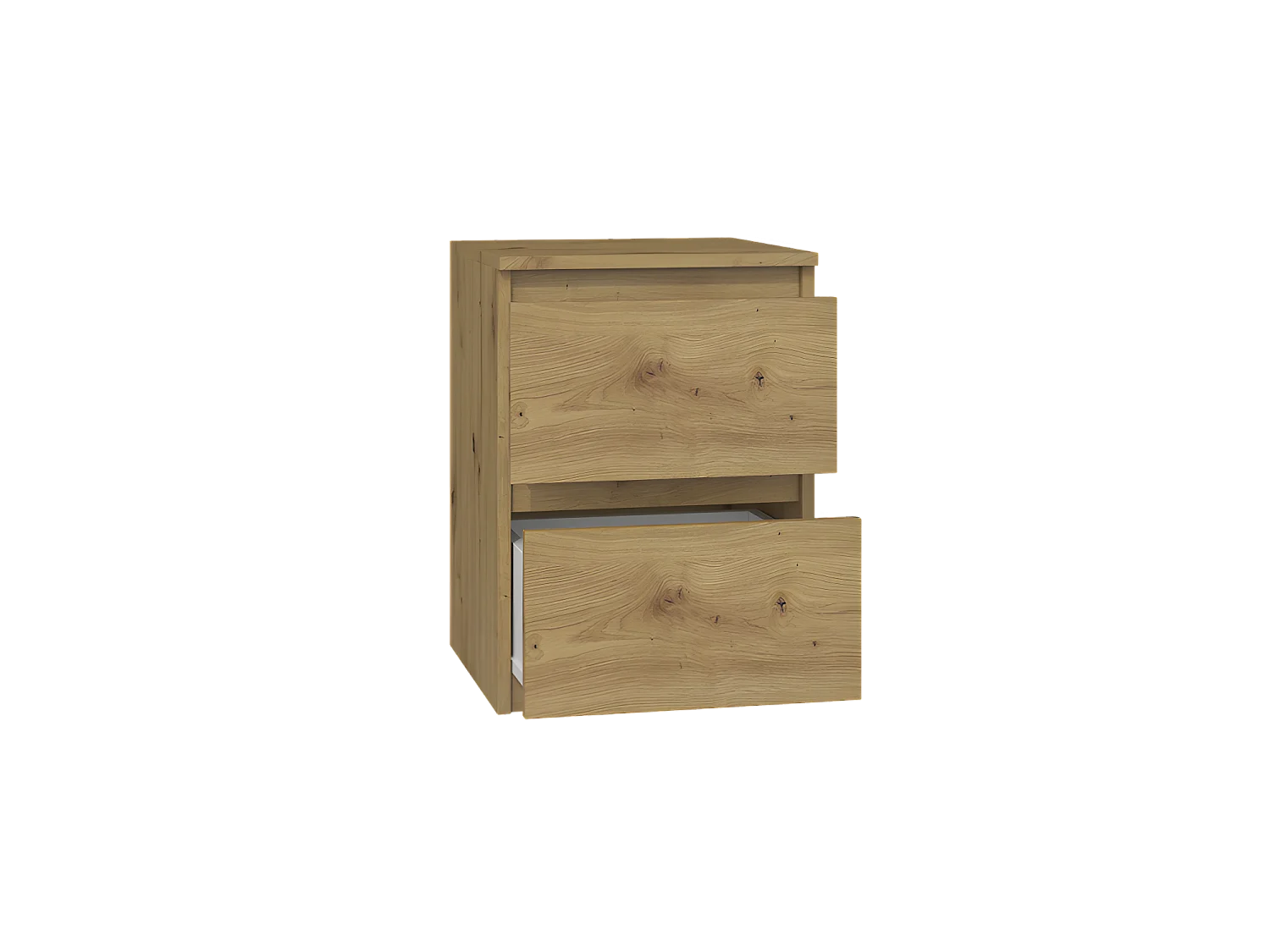 ASTER T2 - Comodino da camera moderno - 40x30x30 cm - Comodino 2 cassetti - Comodino