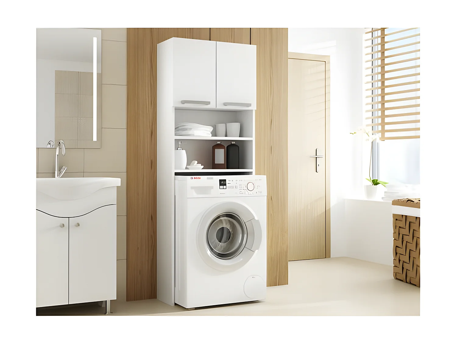 COMO - Mueble para lavadora - 64x183x30cm - area de almacenamiento lavaropa - estilo moderno