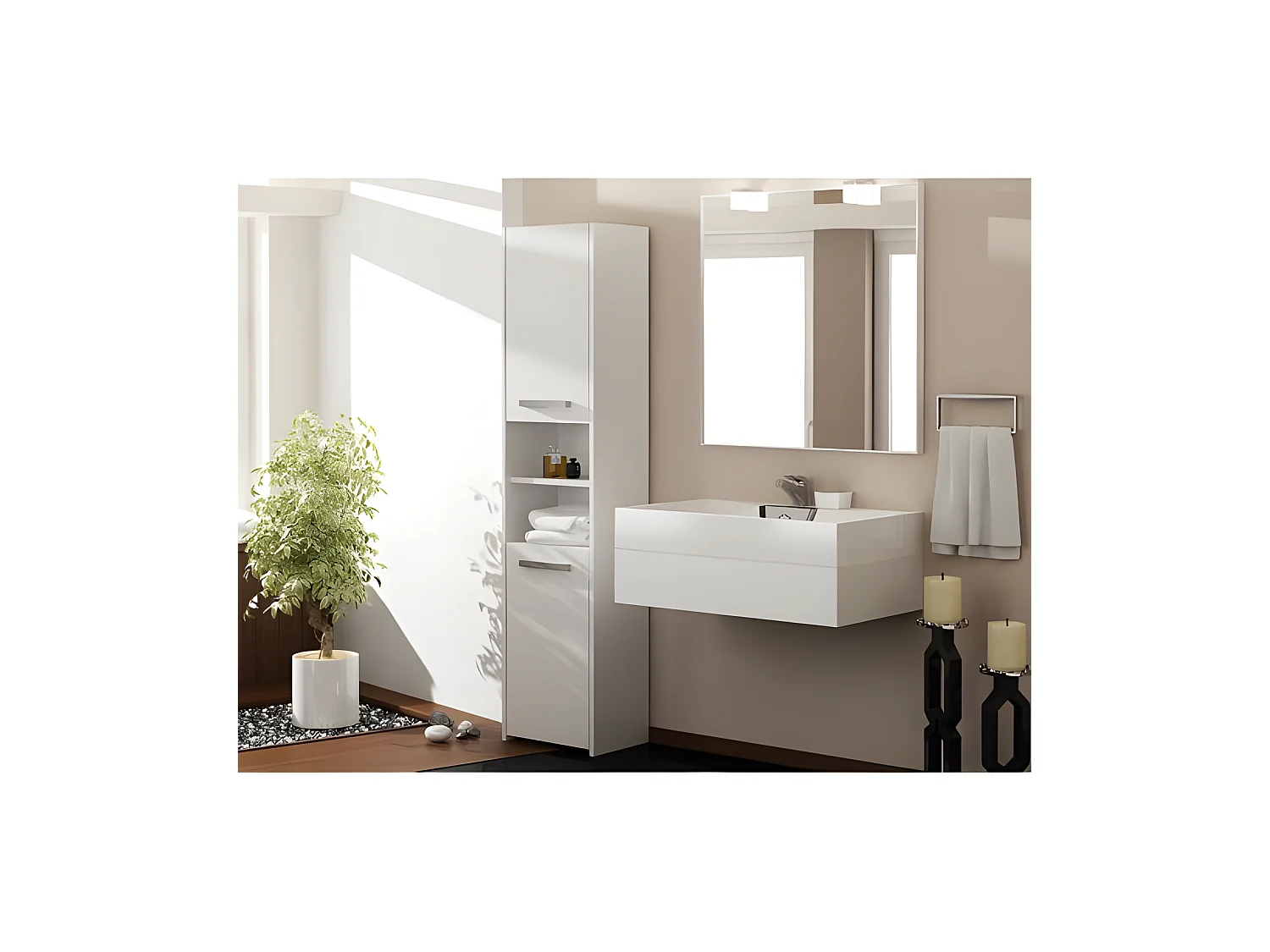 PISA | Colonne armoire de salle de bain | 30x40x170 cm | Meuble salle de bain | Rangement salle de bain