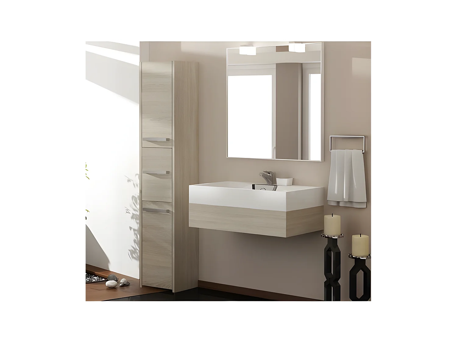 VERONA - Armoire de salle de bains - 170x40x30 cm - Meuble colonne de rangement salle de bains toilette - Aspect bois