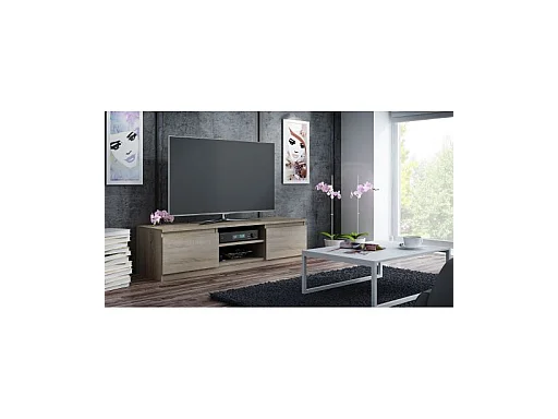 TIVOLI - Mobile TV in stile moderno - 140x40x36cm - 2 nicchie + 2 ante - Contenitori TV/audio - Effetto legno