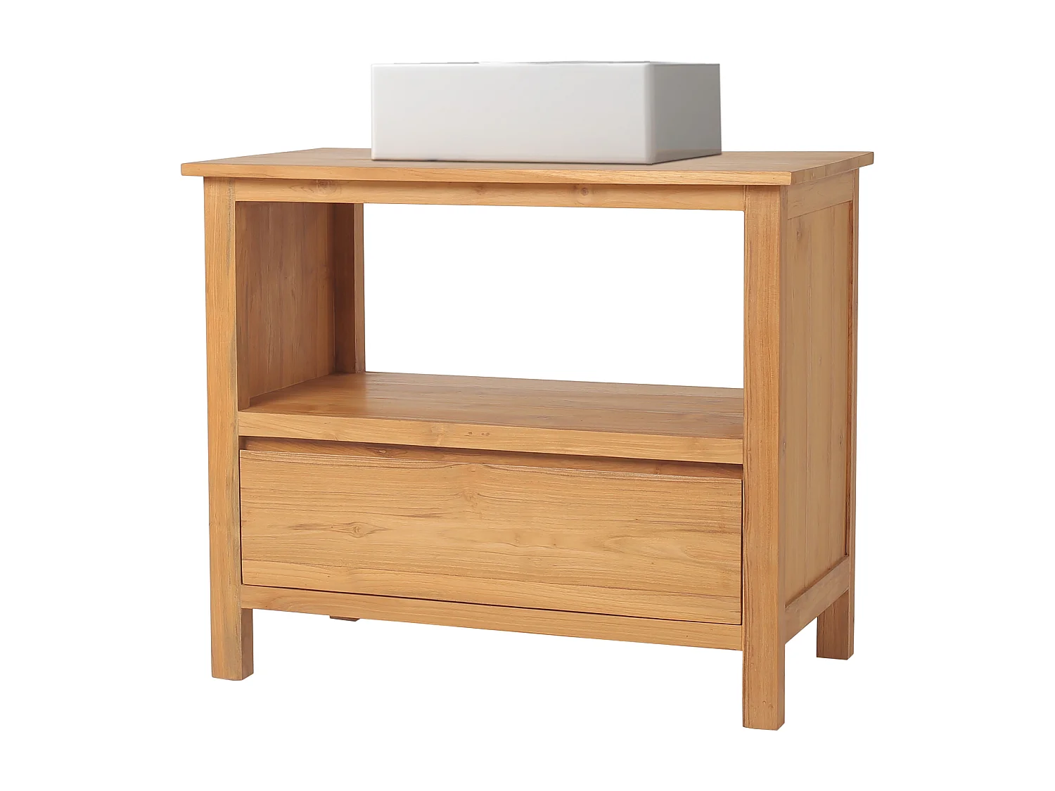 Meuble de salle de bain en teck avec simple vasque - 90 cm - KETAPANG