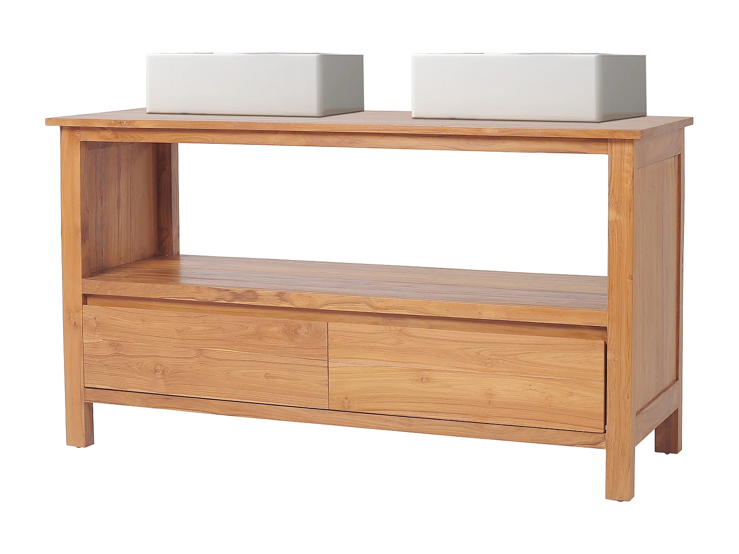 Badmöbel mit Doppelwaschbecken - Teakholz - 135 cm - KETAPANG