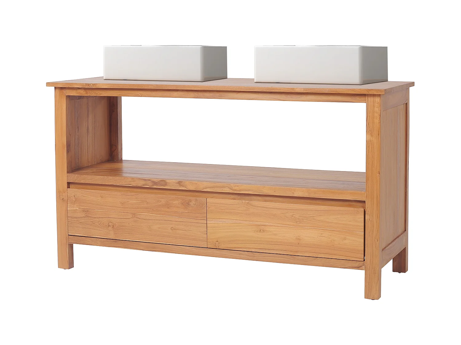 Meuble de salle de bain en teck avec double vasque - 135 cm - KETAPANG