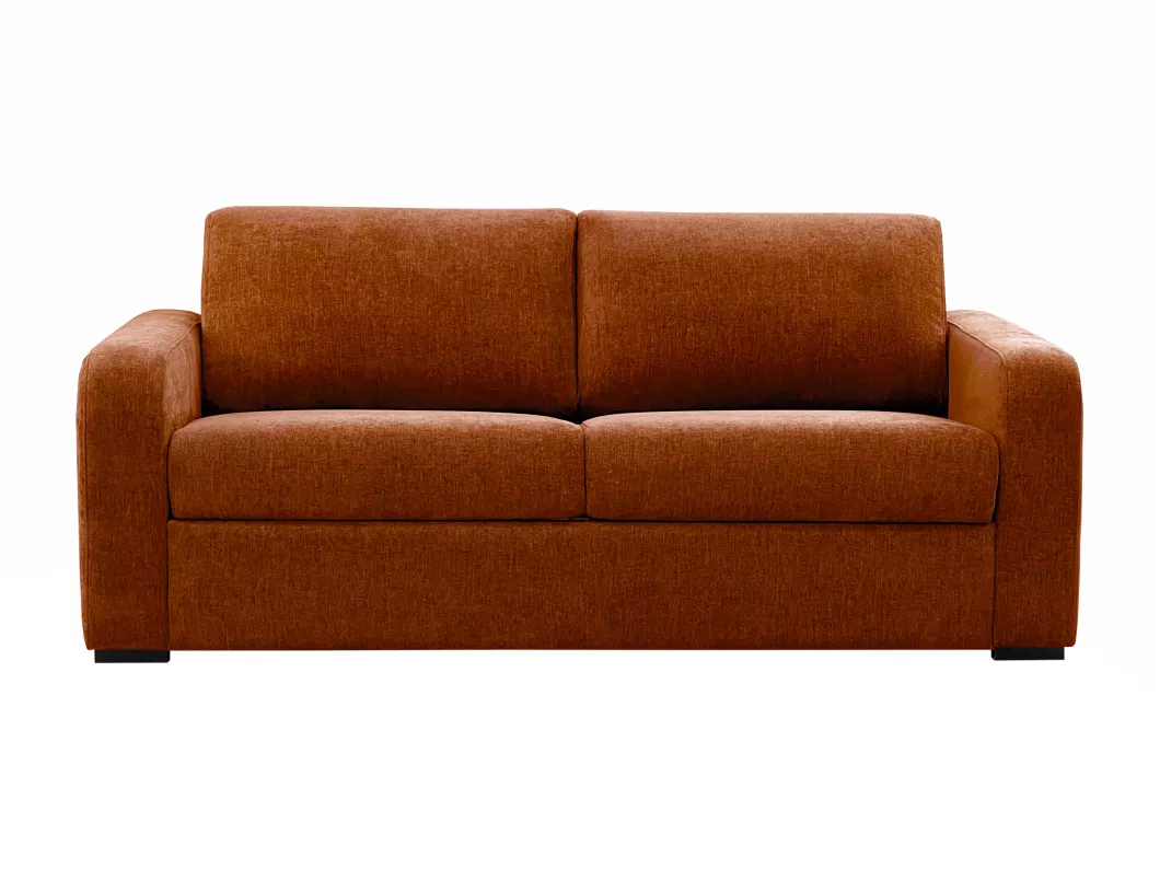 Kauf Unique Schlafsofa mit Matratze 3-Sitzer - Liegefläche 140 cm - Matratze 14 cm - melierter Stoff - Terracotta - BEVIS