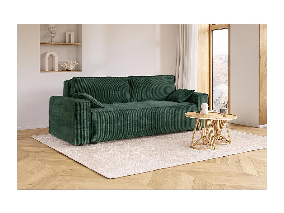 Canapé droit MARIUS convertible  velours côtelé vert