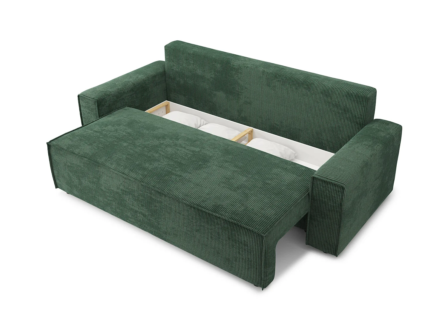 Canapé droit MARIUS convertible  velours côtelé vert