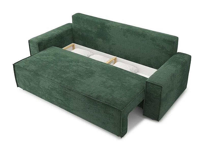 Canapé droit MARIUS convertible  velours côtelé vert