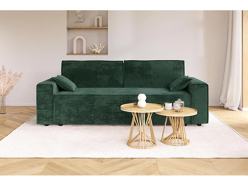 Canapé droit MARIUS convertible  velours côtelé vert