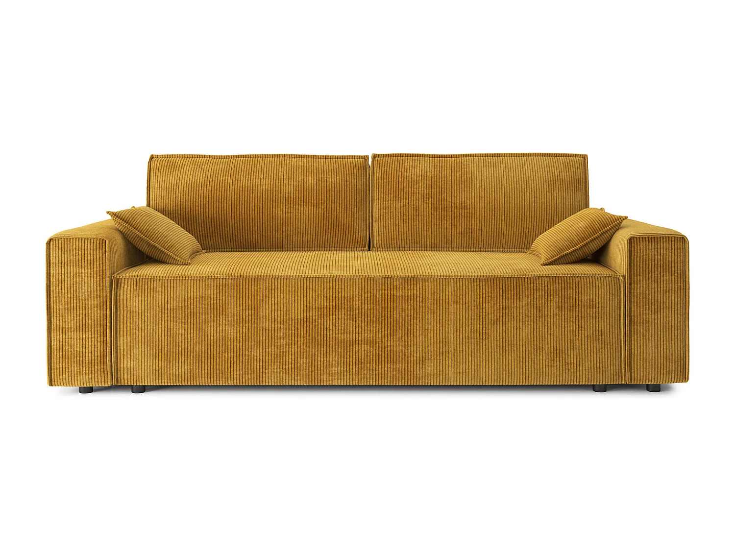 Canapé droit MARIUS convertible  velours côtelé moutarde