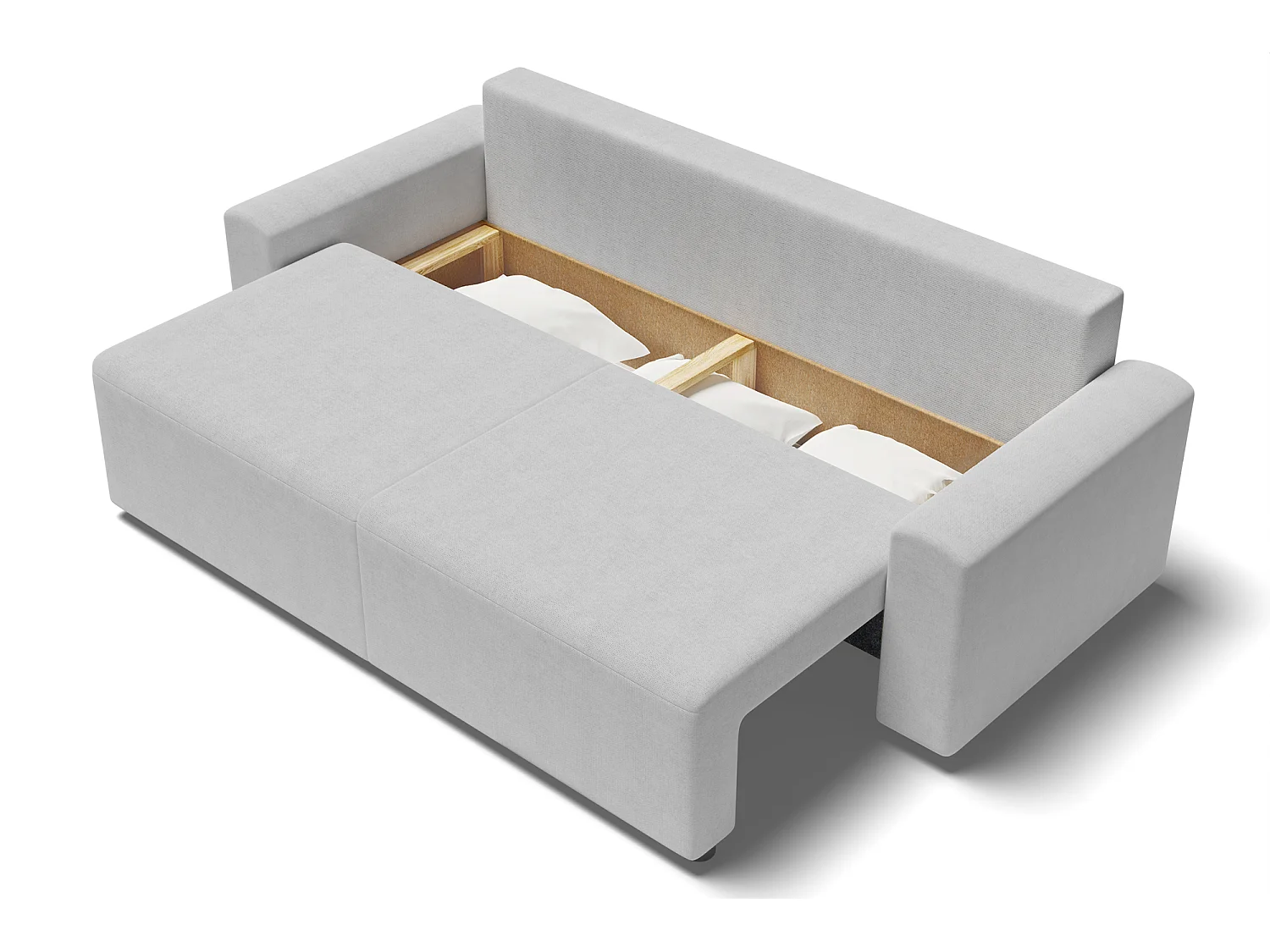 Canapé droit MILO convertible tissu gris 3 places