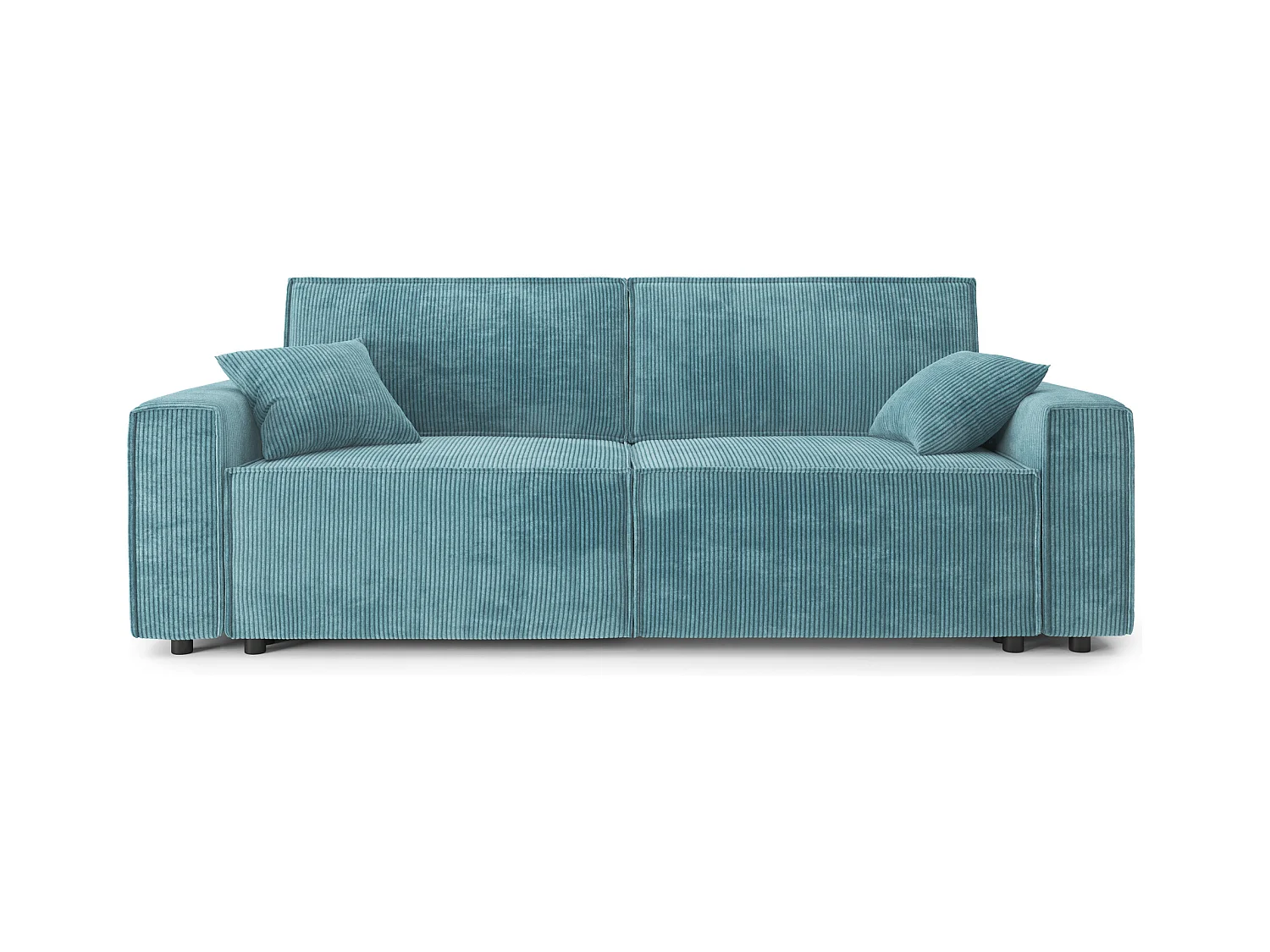 Canapé droit MIRA convertible velours côtelé bleu 3places