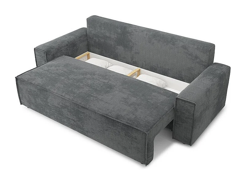 Canapé droit MARIUS convertible  velours côtelé gris souris