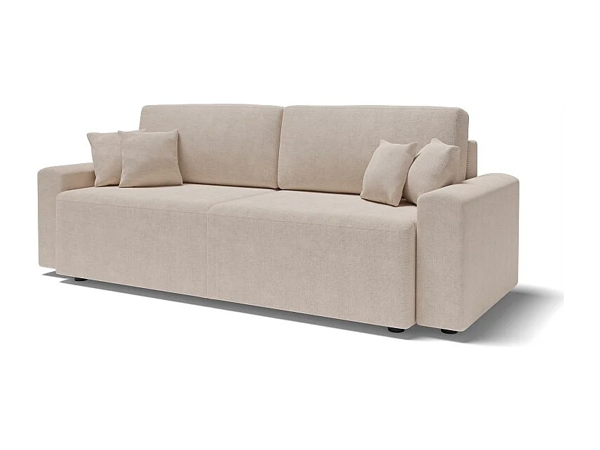 Canapé droit MILO convertible tissu beige 3 places