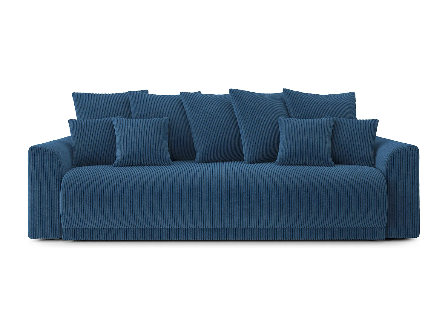 Canapé droit NOVA convertible  velours cotêlé bleu cobalt 3 places