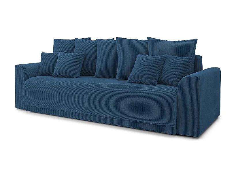 Canapé droit NOVA convertible  velours cotêlé bleu cobalt 3 places