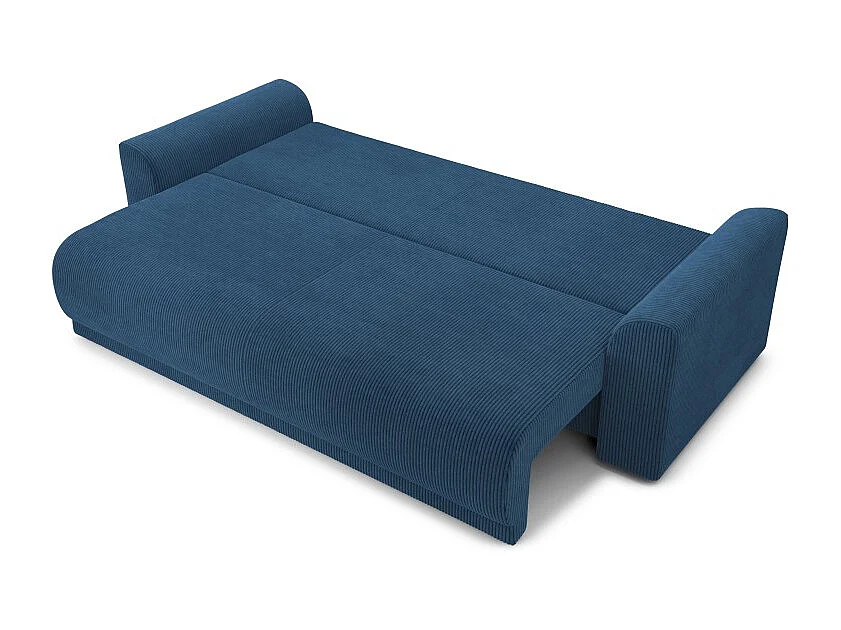 Canapé droit NOVA convertible  velours cotêlé bleu cobalt 3 places