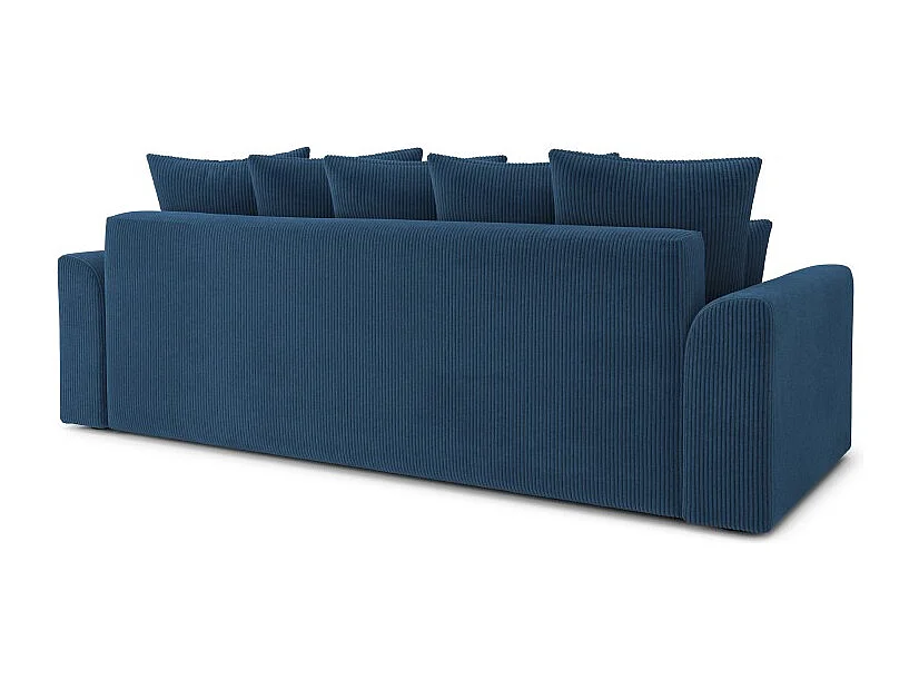 Canapé droit NOVA convertible  velours cotêlé bleu cobalt 3 places