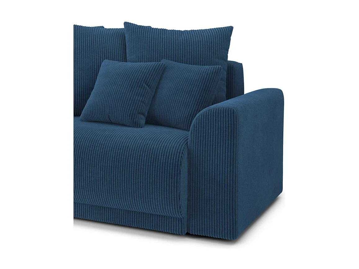 Canapé droit NOVA convertible  velours cotêlé bleu cobalt 3 places