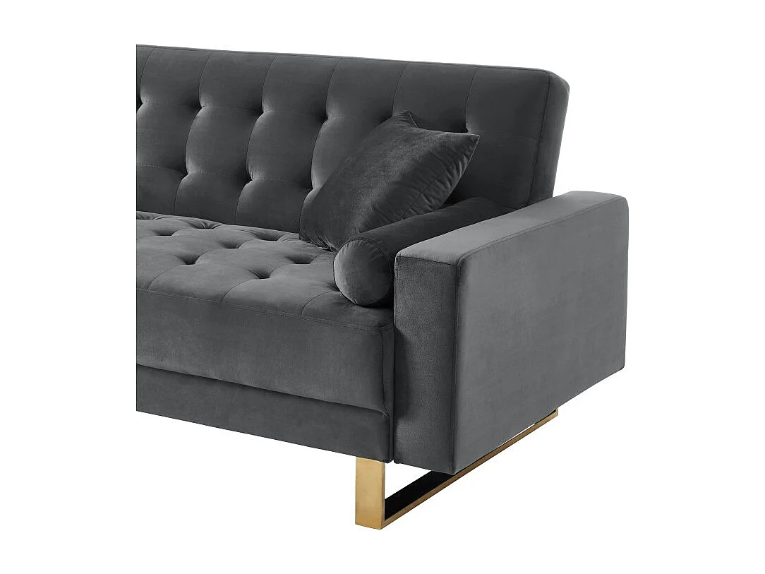 Canapé droit AUGUSTE droit convertible 3 places velours gris anthracite