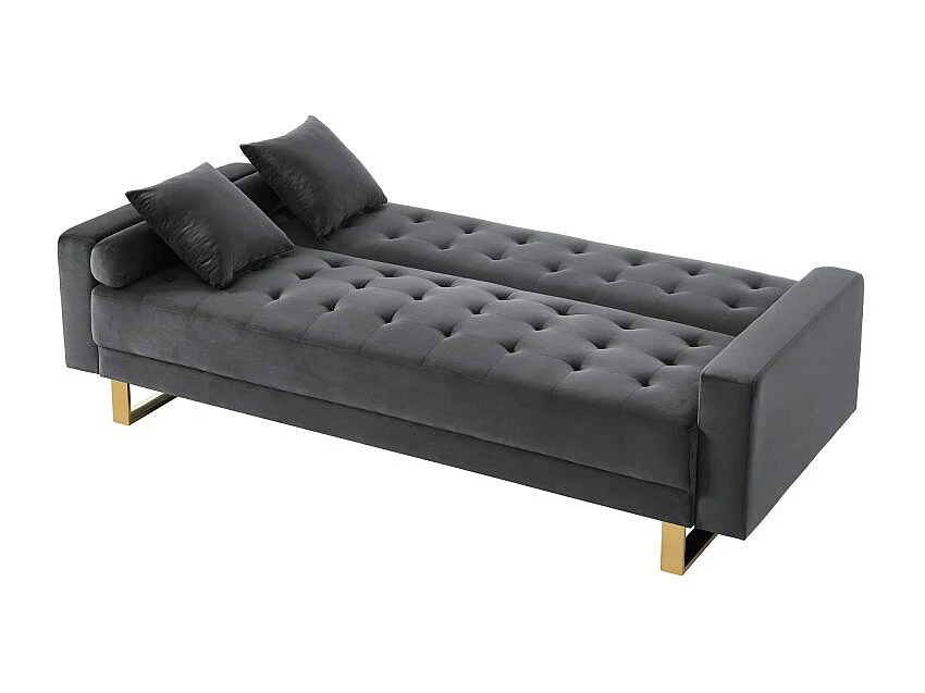 Canapé droit AUGUSTE droit convertible 3 places velours gris anthracite