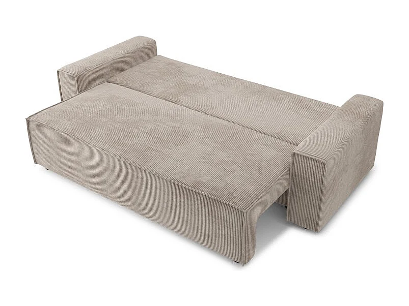 Canapé droit MARIUS convertible  velours côtelé grège