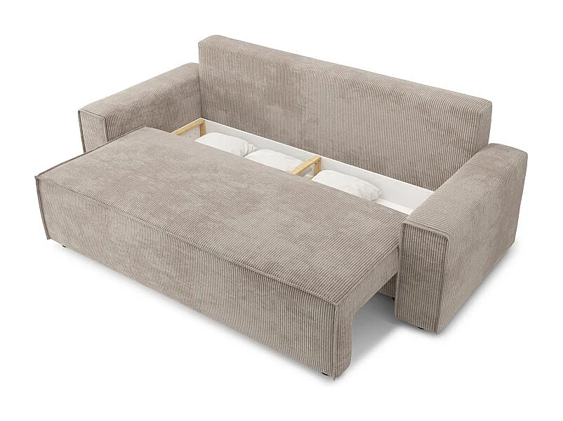 Canapé droit MARIUS convertible  velours côtelé grège