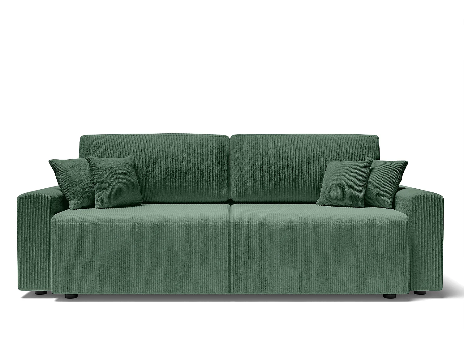 Canapé droit MILO convertible velours côtelé vert 3 places