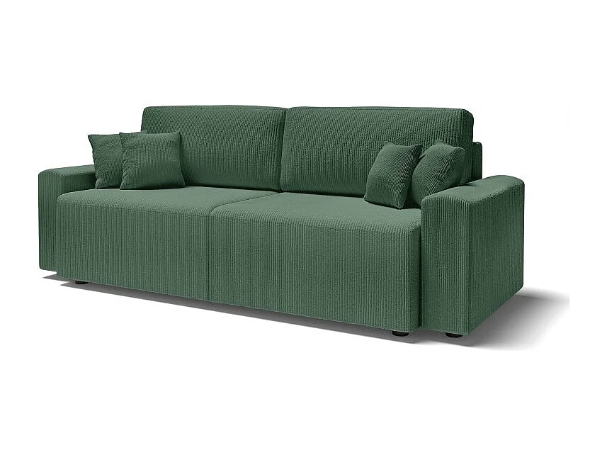 Canapé droit MILO convertible velours côtelé vert 3 places