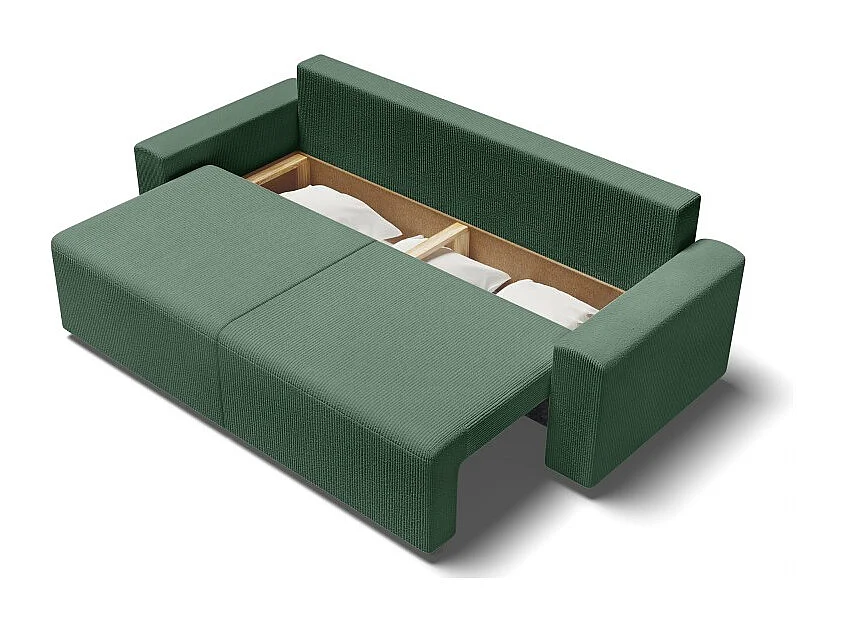 Canapé droit MILO convertible velours côtelé vert 3 places