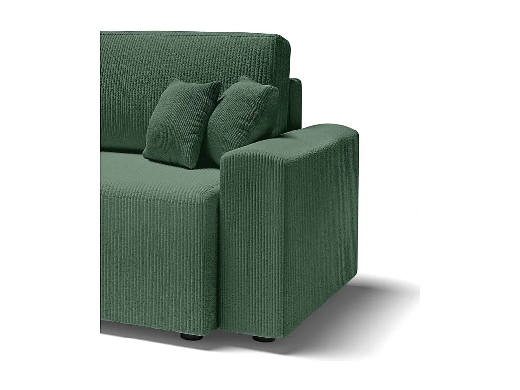 Canapé droit MILO convertible velours côtelé vert 3 places