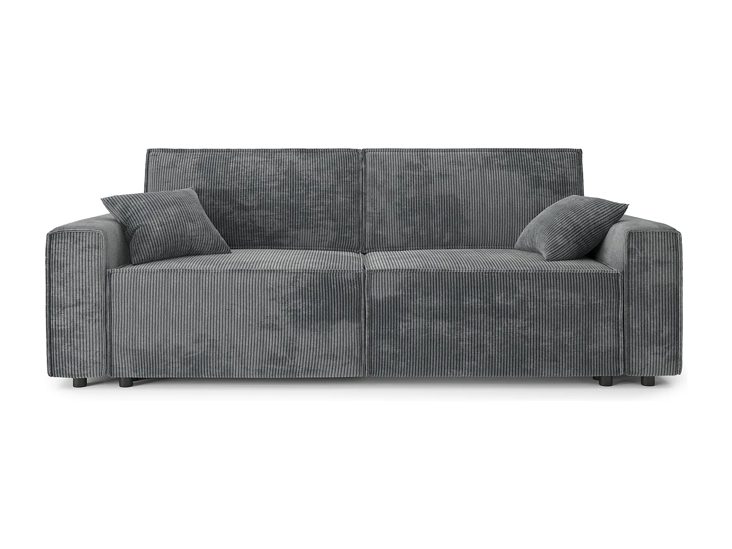 Canapé droit MIRA convertible velours côtelé gris souris