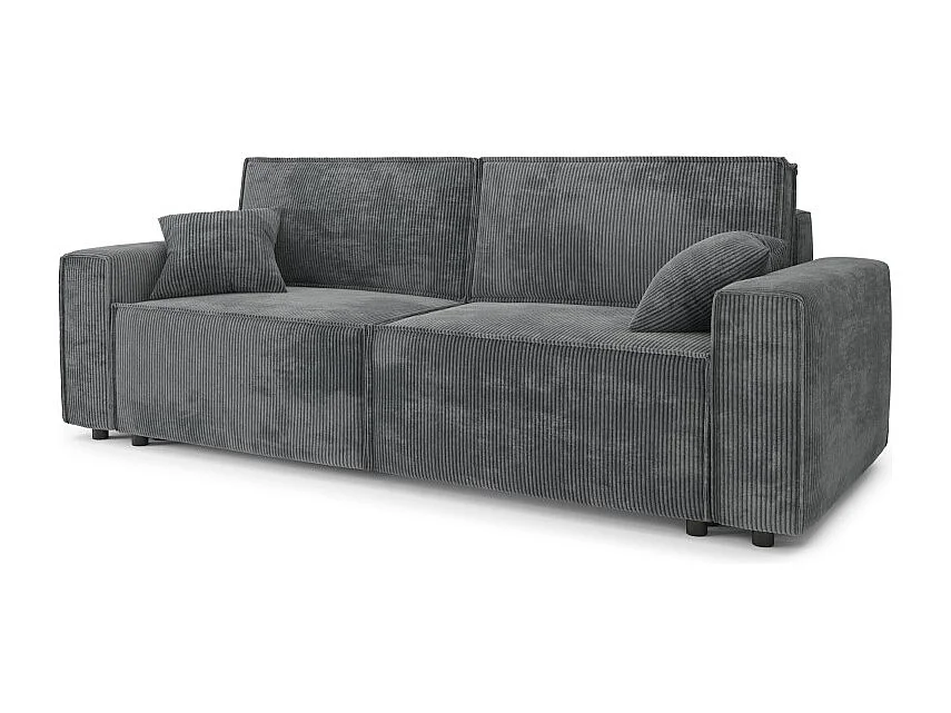 Canapé droit MIRA convertible velours côtelé gris souris