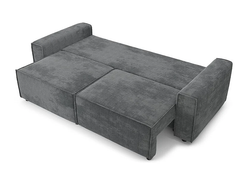 Canapé droit MIRA convertible velours côtelé gris souris
