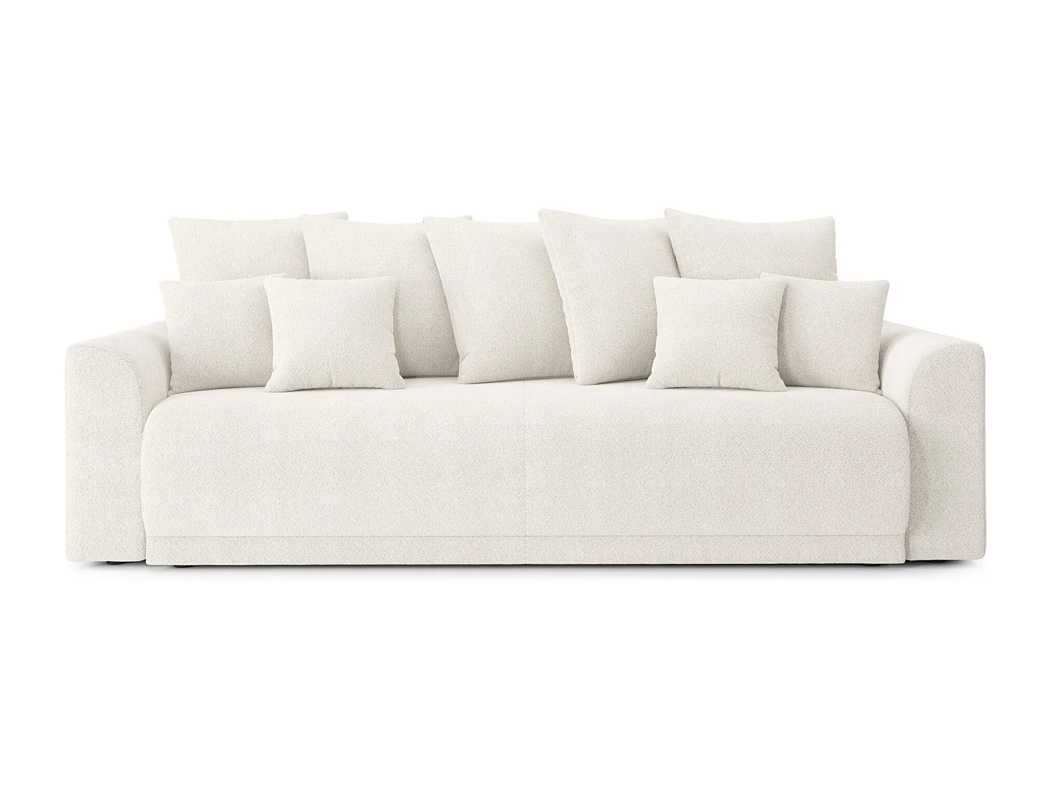 Canapé droit NOVA  convertible tissu bouclette blanc 3 places