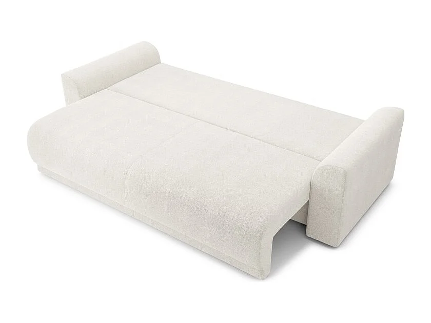 Canapé droit NOVA  convertible tissu bouclette blanc 3 places