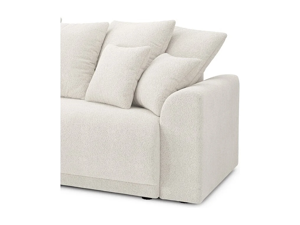 Canapé droit NOVA  convertible tissu bouclette blanc 3 places