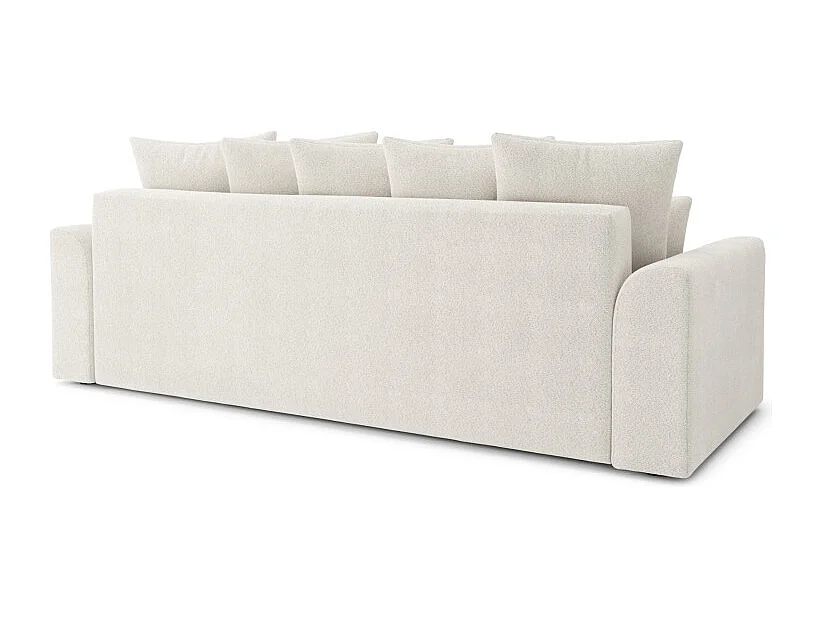 Canapé droit NOVA  convertible tissu bouclette blanc 3 places