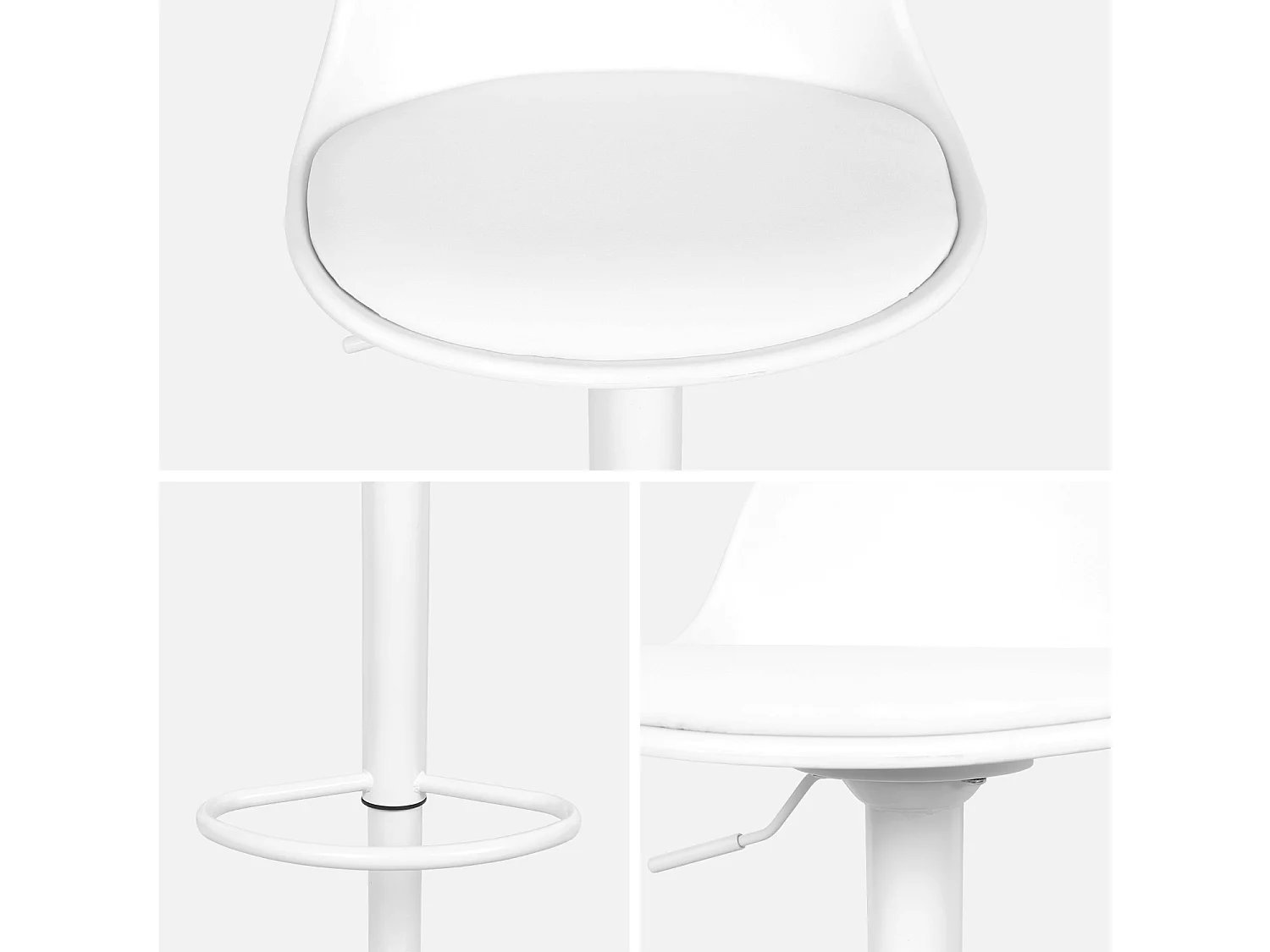 Set di 2 sgabelli da bar in similpelle regolabili, bianco