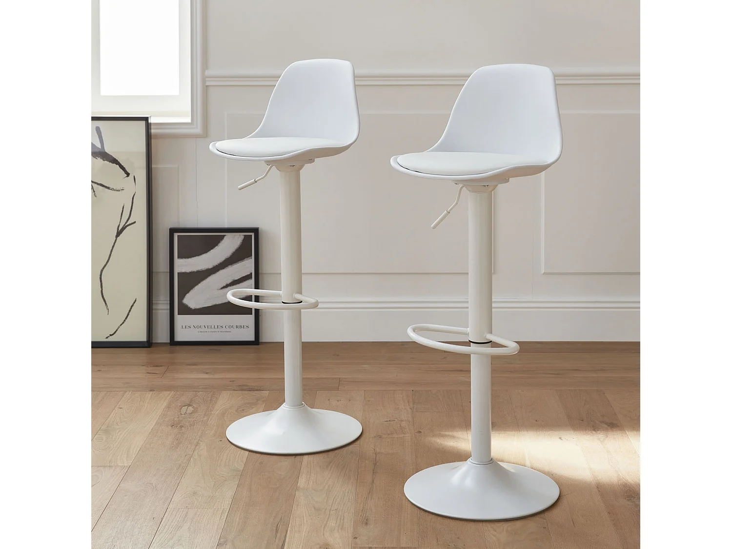 Set di 2 sgabelli da bar in similpelle regolabili, bianco