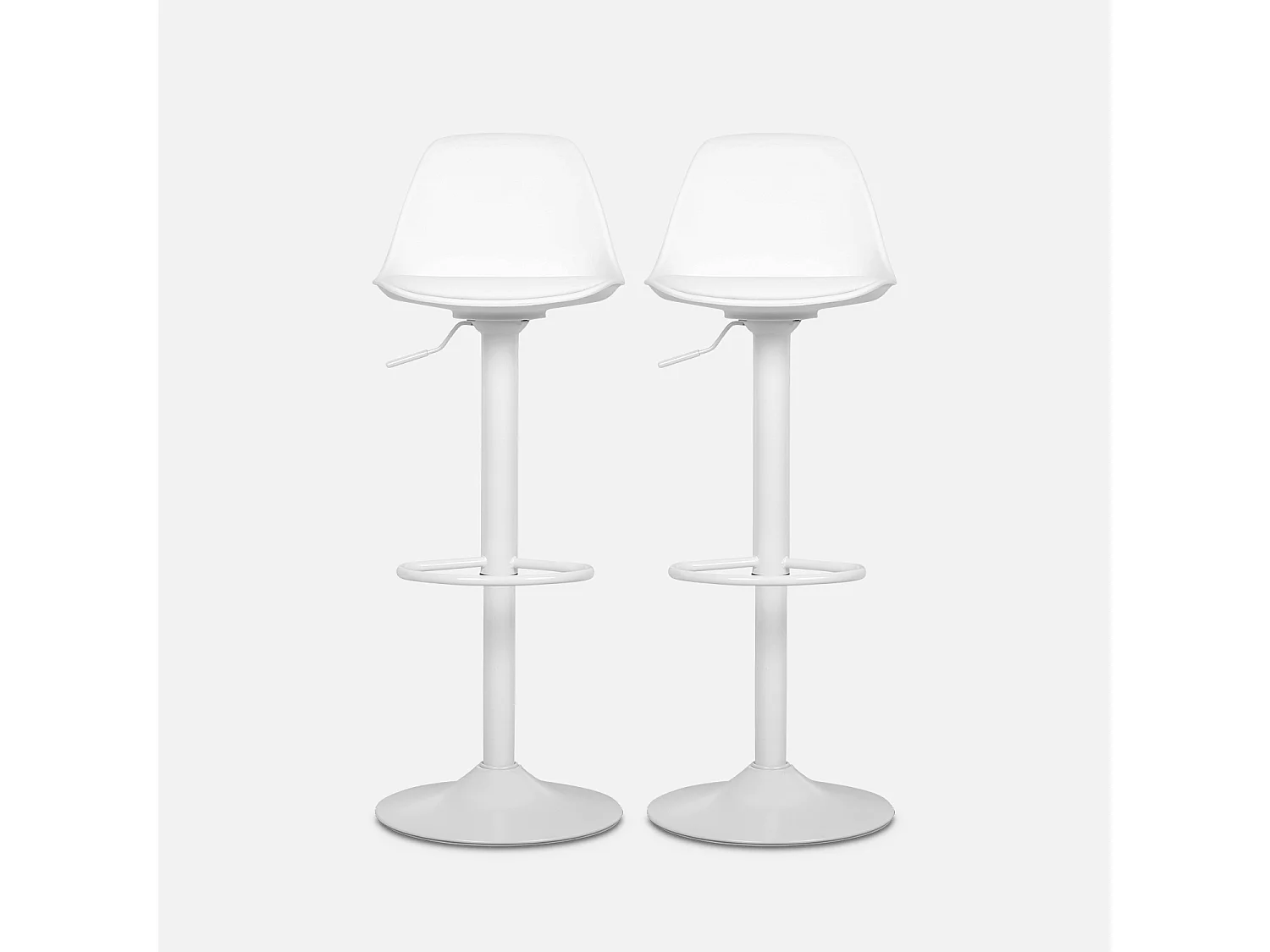 Set di 2 sgabelli da bar in similpelle regolabili, bianco
