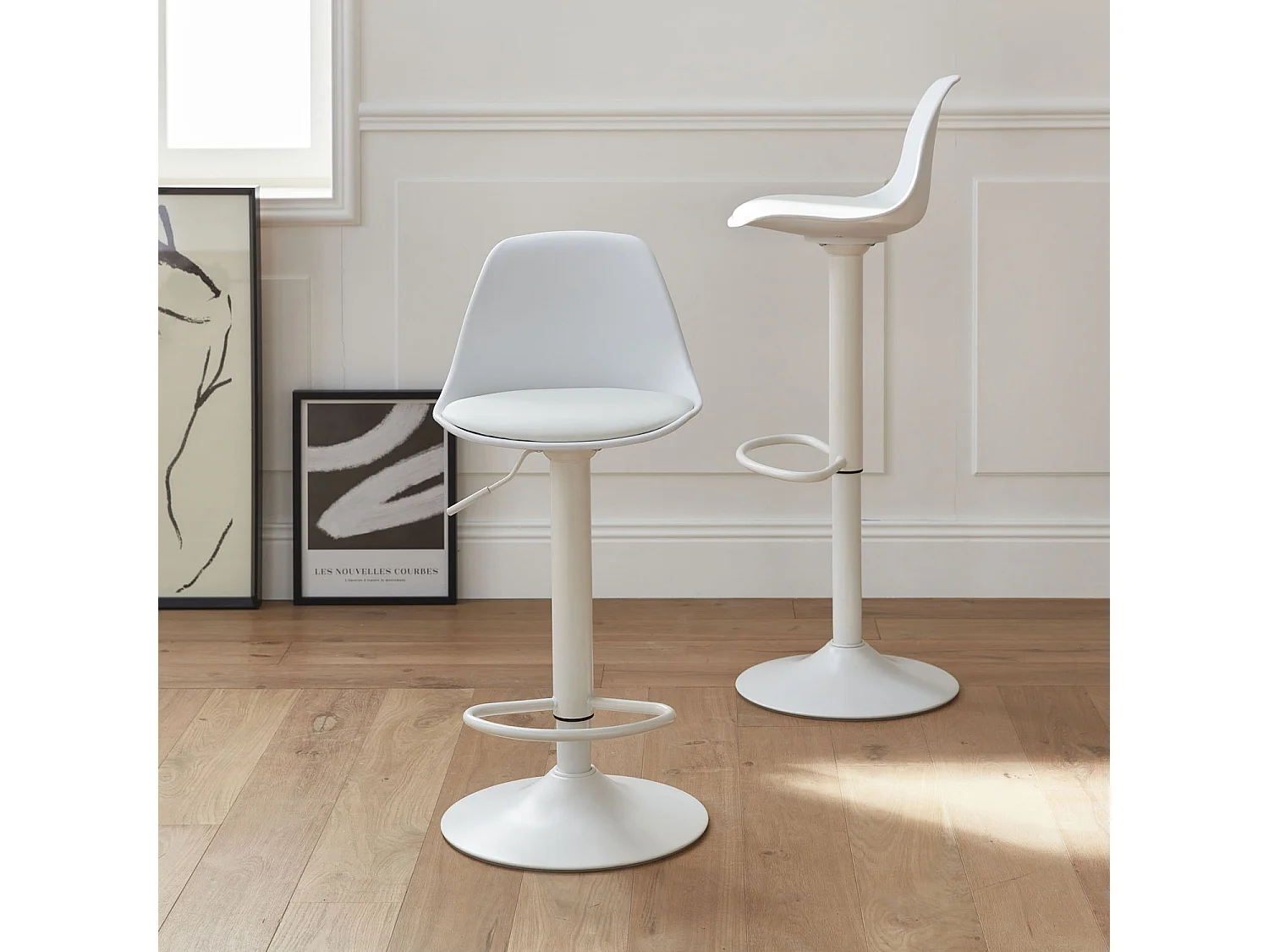 Set di 2 sgabelli da bar in similpelle regolabili, bianco