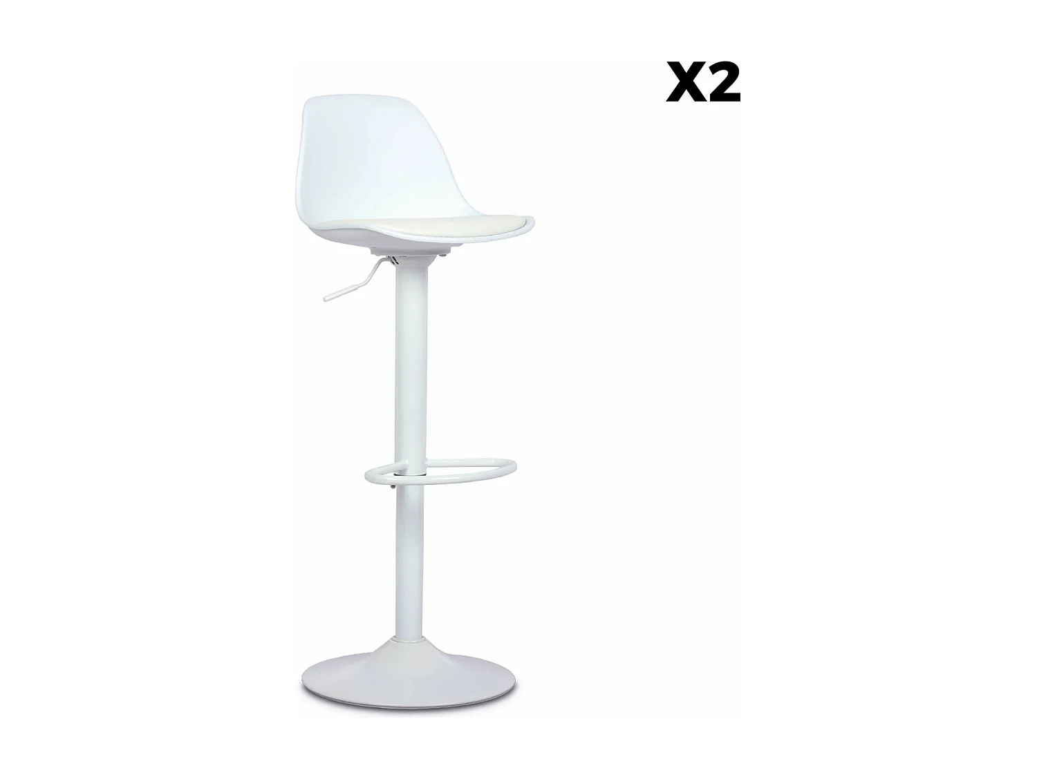 Set di 2 sgabelli da bar in similpelle regolabili, bianco
