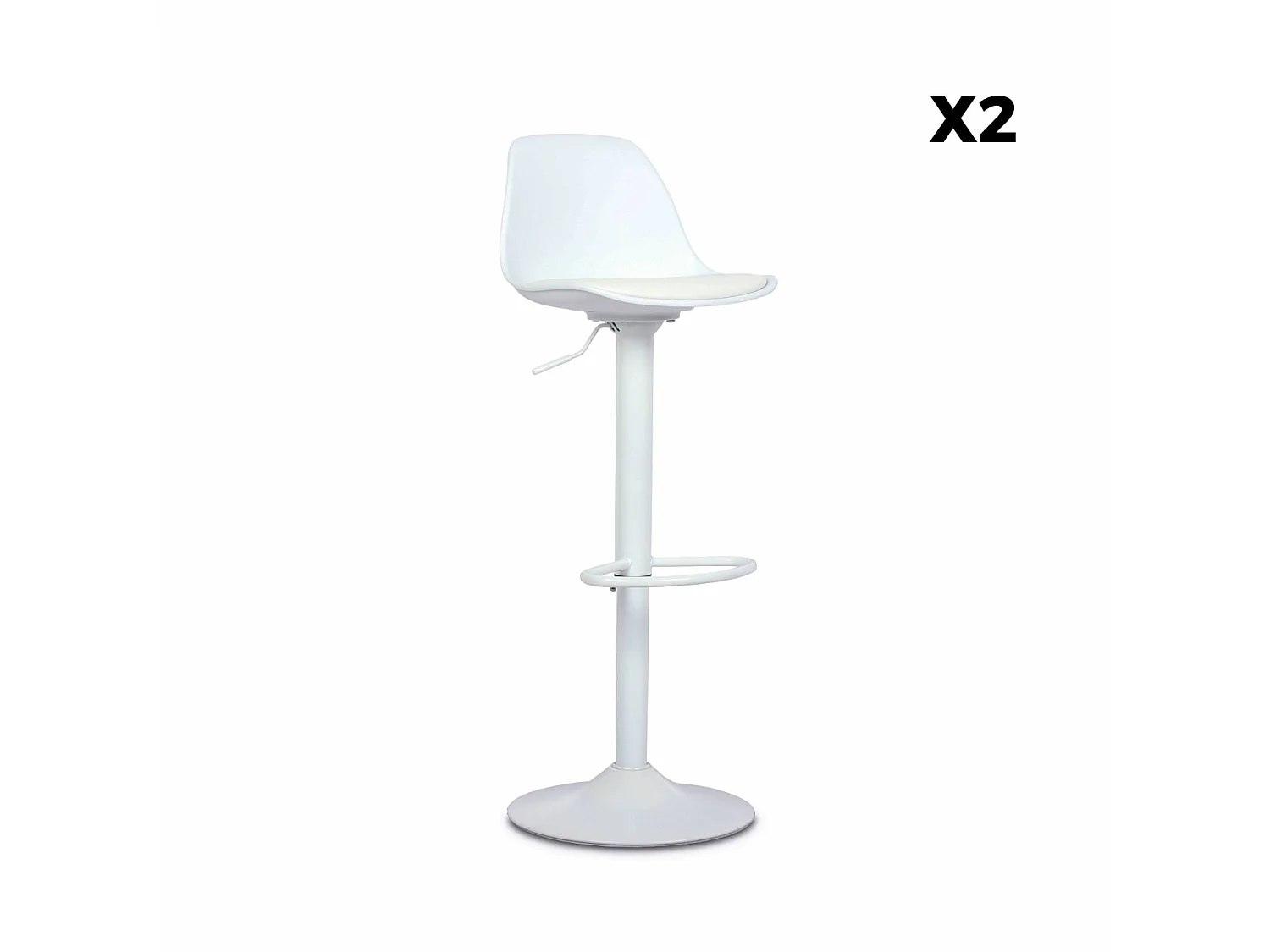 Taburete de bar regulable con imitación cuero, set de 2 blanco