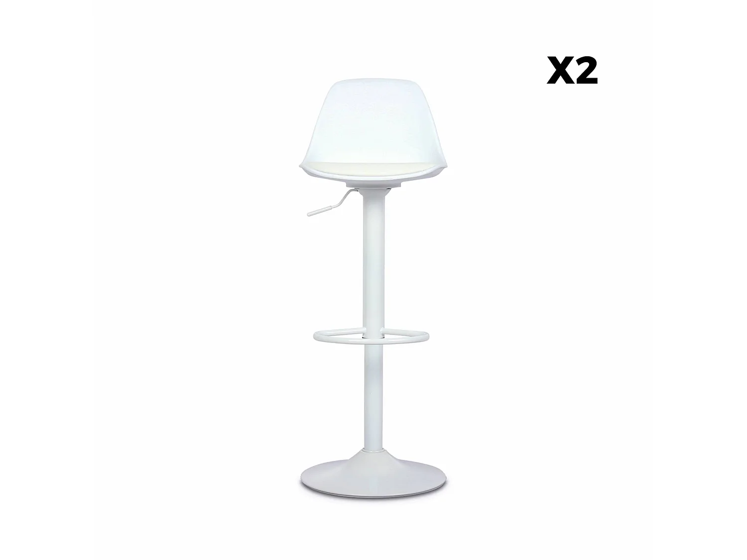 Taburete de bar regulable con imitación cuero, set de 2 blanco