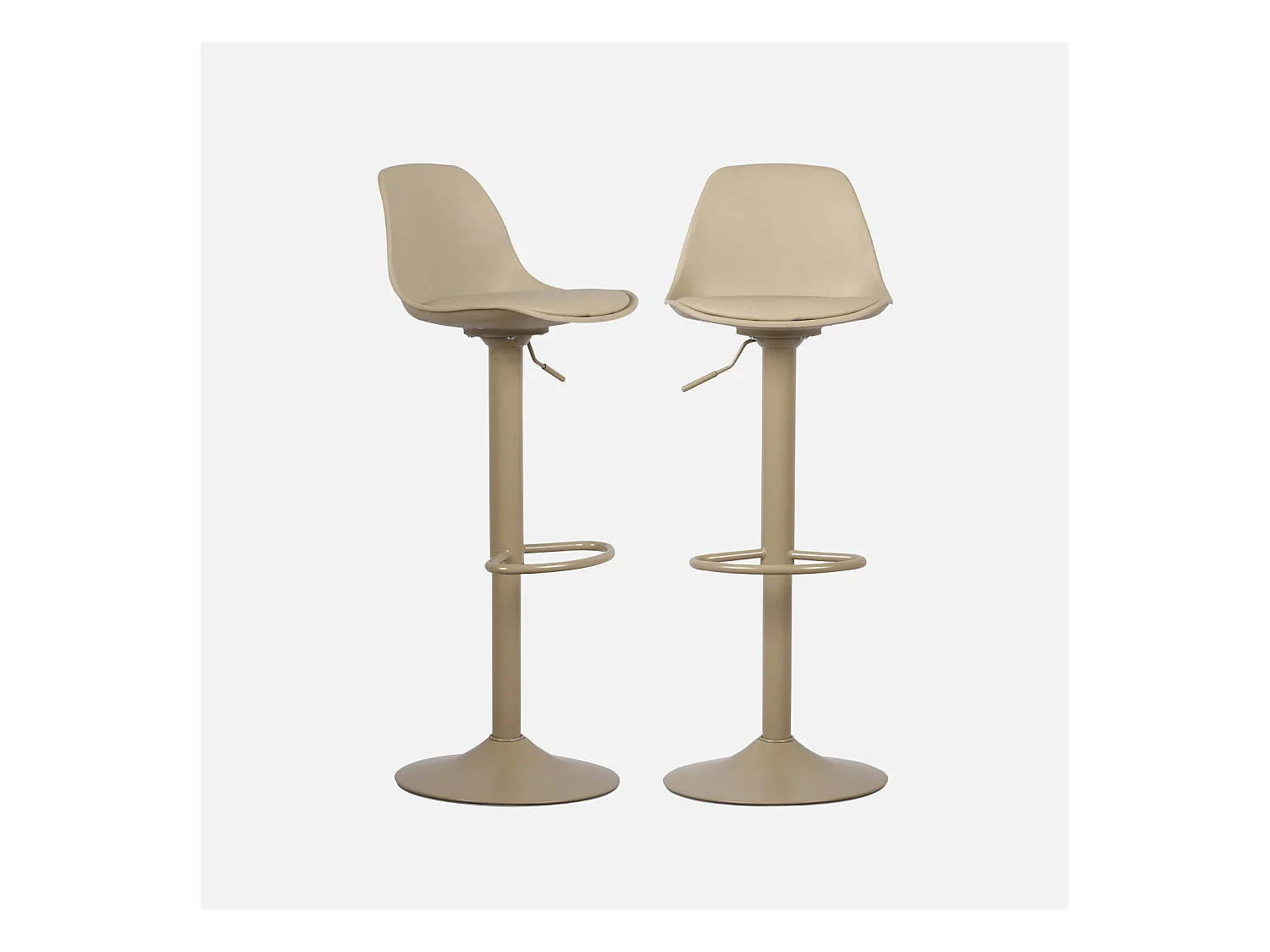 Lot de 2 tabourets de bar réglables 61.5/83.5cm - Noah - simili cuir cappucinno - hauteur réglable. repose-pieds
