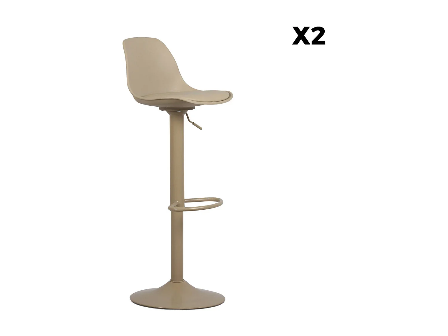 Taburete de bar regulable con imitación cuero, set de 2 cappucino